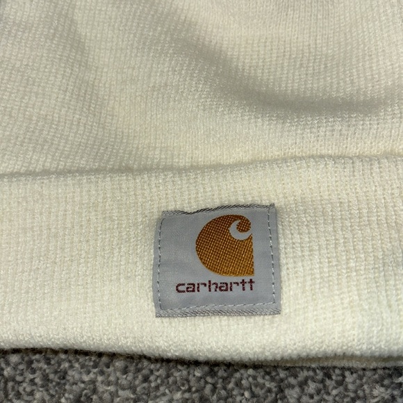CARHARTT white cream colored beanie hat foldable one size unisex - Picture 3 of 5